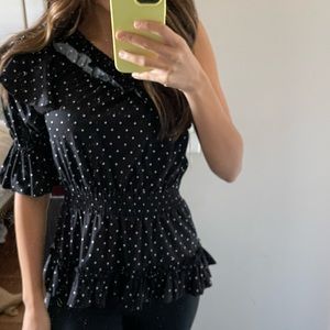 Misa Black and White One Shoulder Top